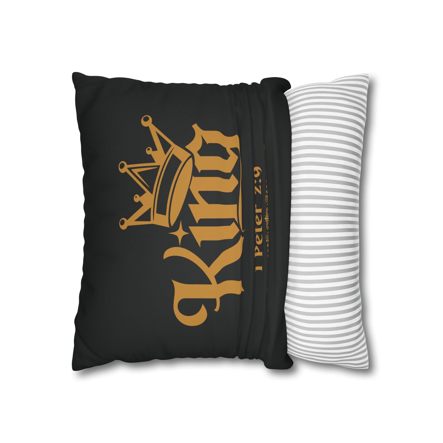 Faux Suede - Black Square Pillowcase - KING 1 Peter 2:9