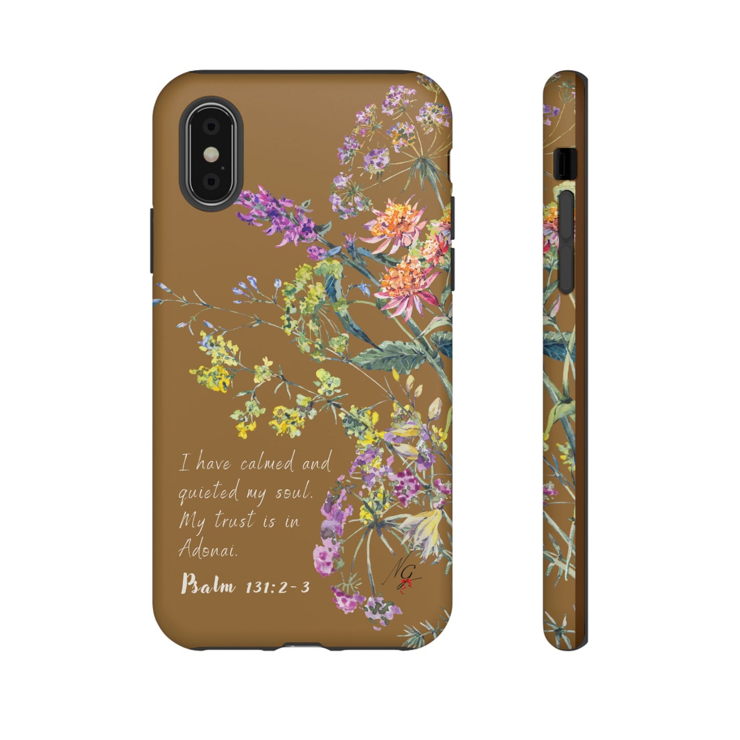 Phone Case - Botanic Full Brown, Psalm 131:2-3