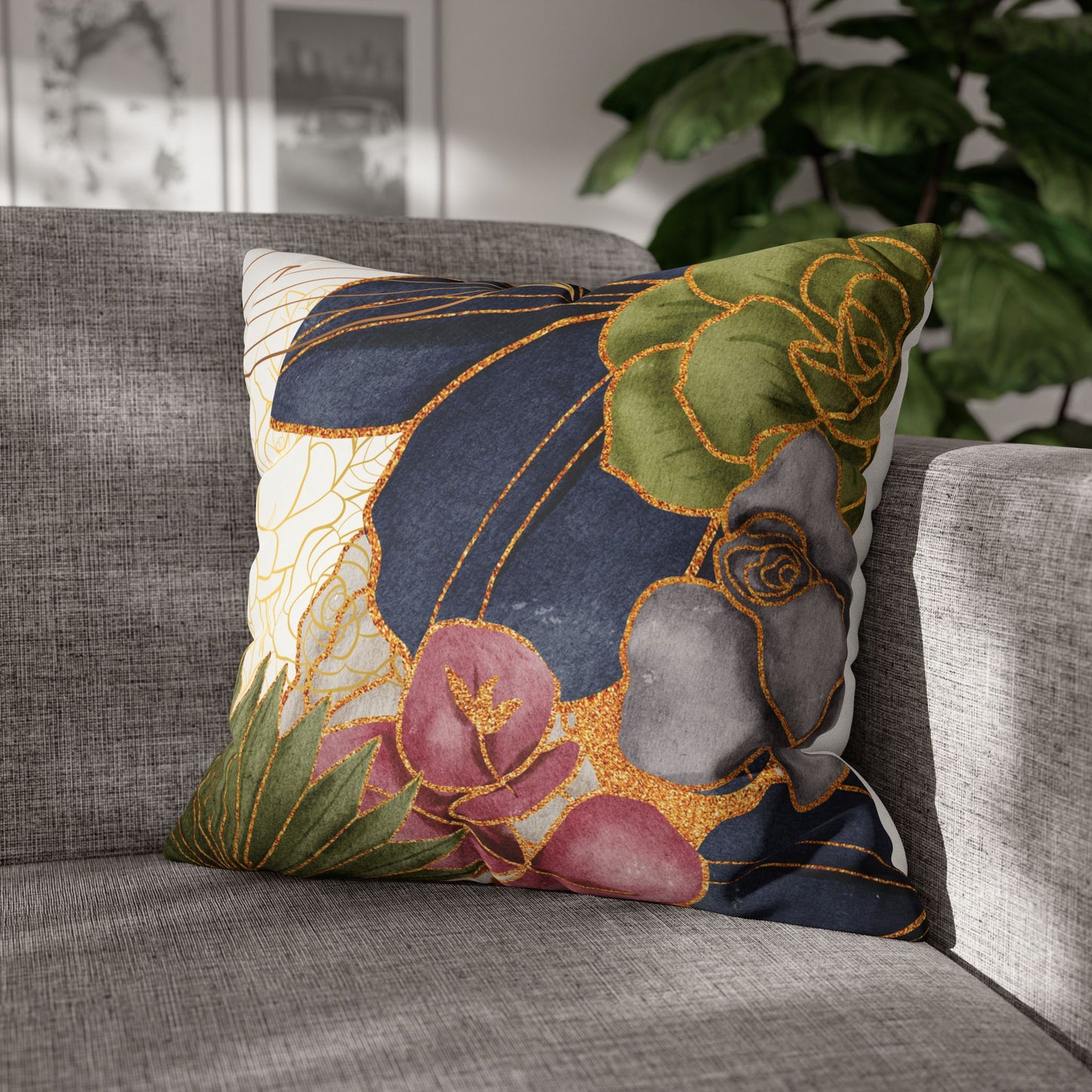 Faux Suede Square Pillowcase - BoBo Full Bloom