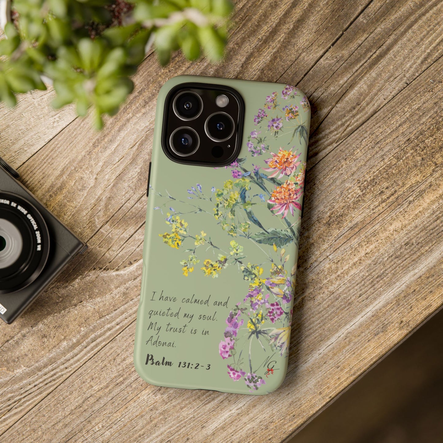 Phone Case - Botanic - Fully Sage Green, Psalm 131:2-3