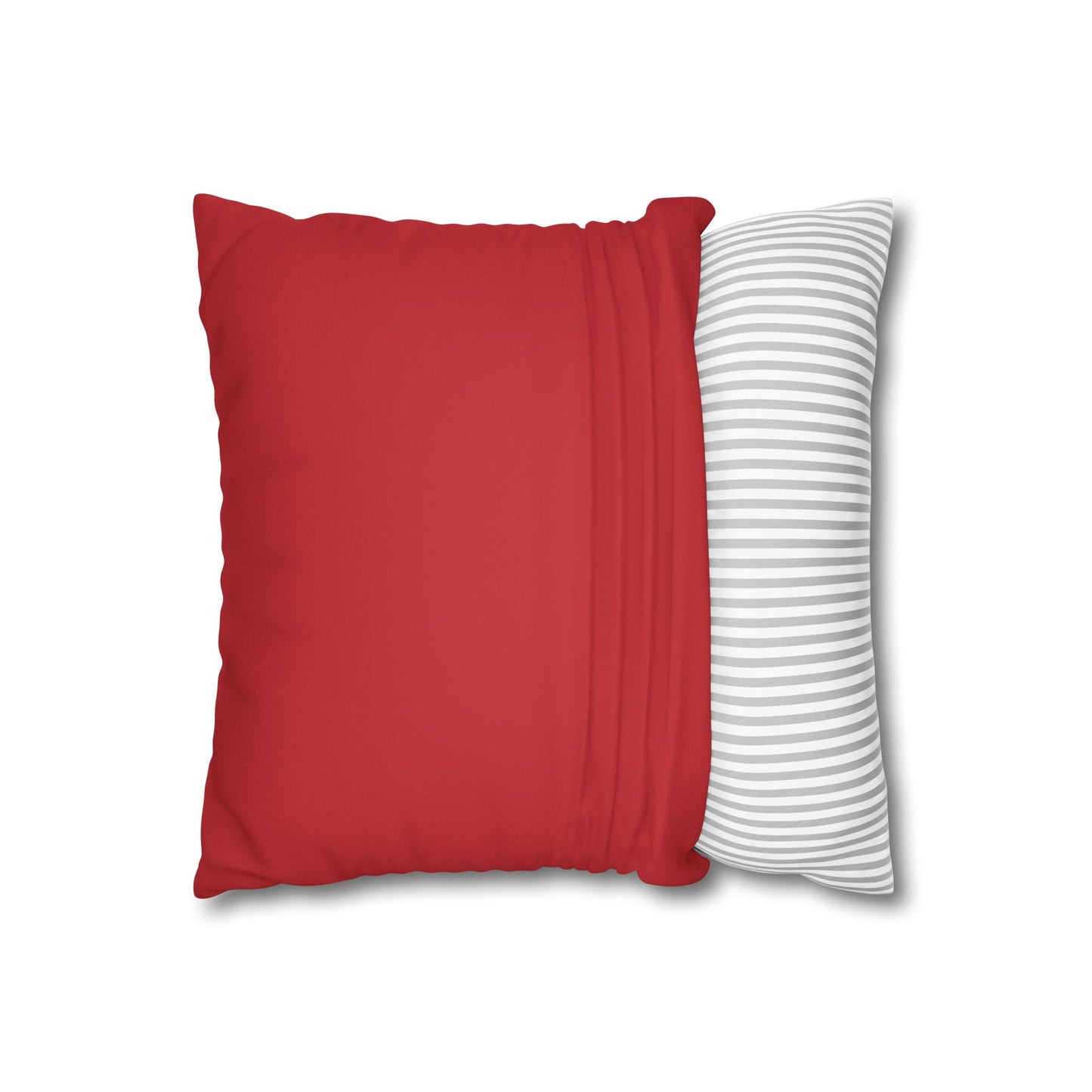 Faux Suede Square Pillowcase - Red with Golden Geometry