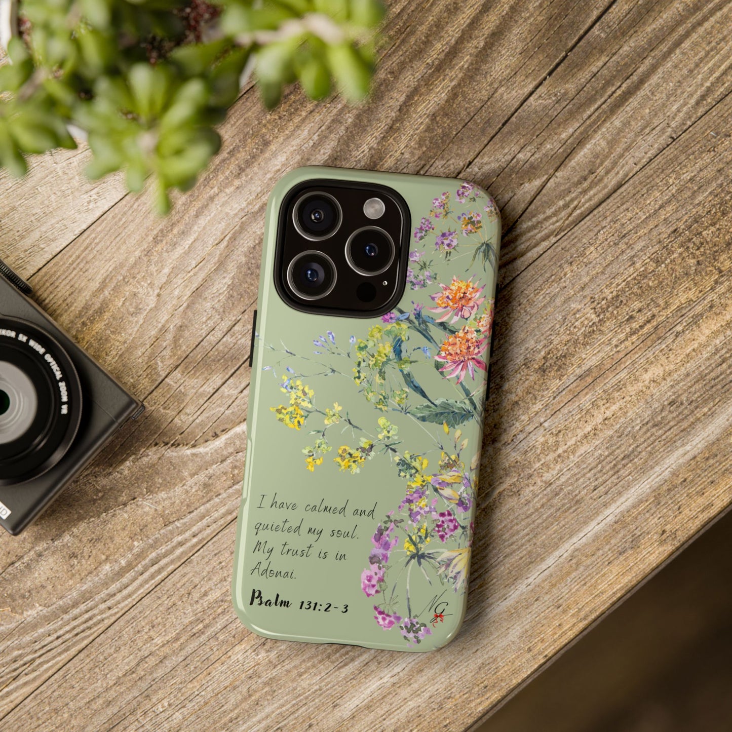 Phone Case - Botanic - Fully Sage Green, Psalm 131:2-3