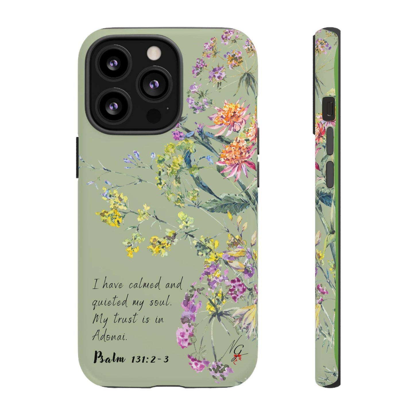 Phone Case - Botanic - Fully Sage Green, Psalm 131:2-3