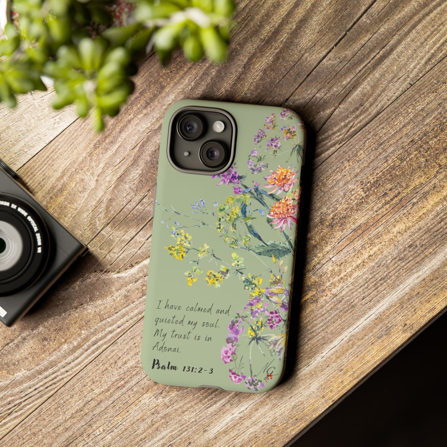 Phone Case - Botanic - Fully Sage Green, Psalm 131:2-3