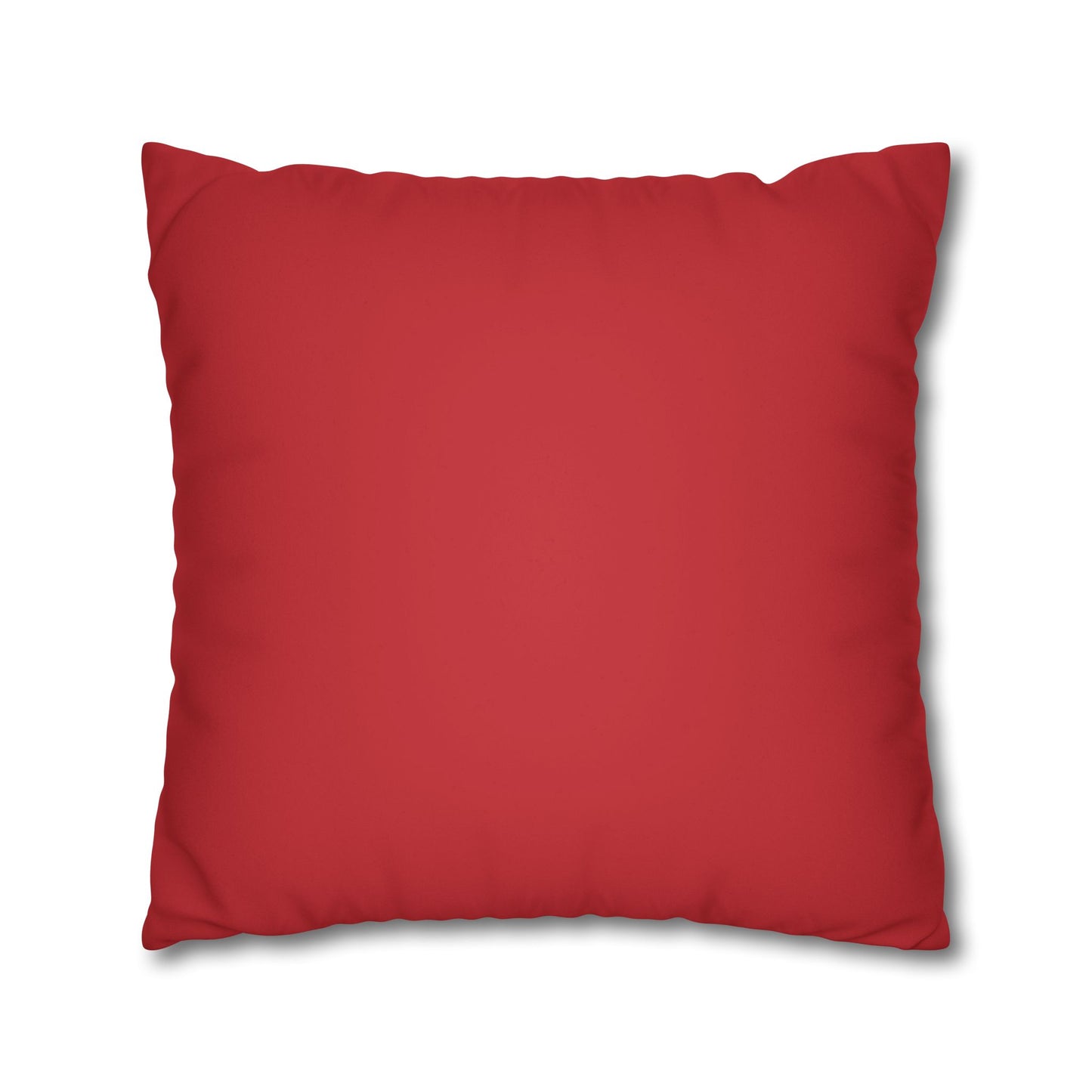 Faux Suede Square Pillowcase - Red with Golden Geometry