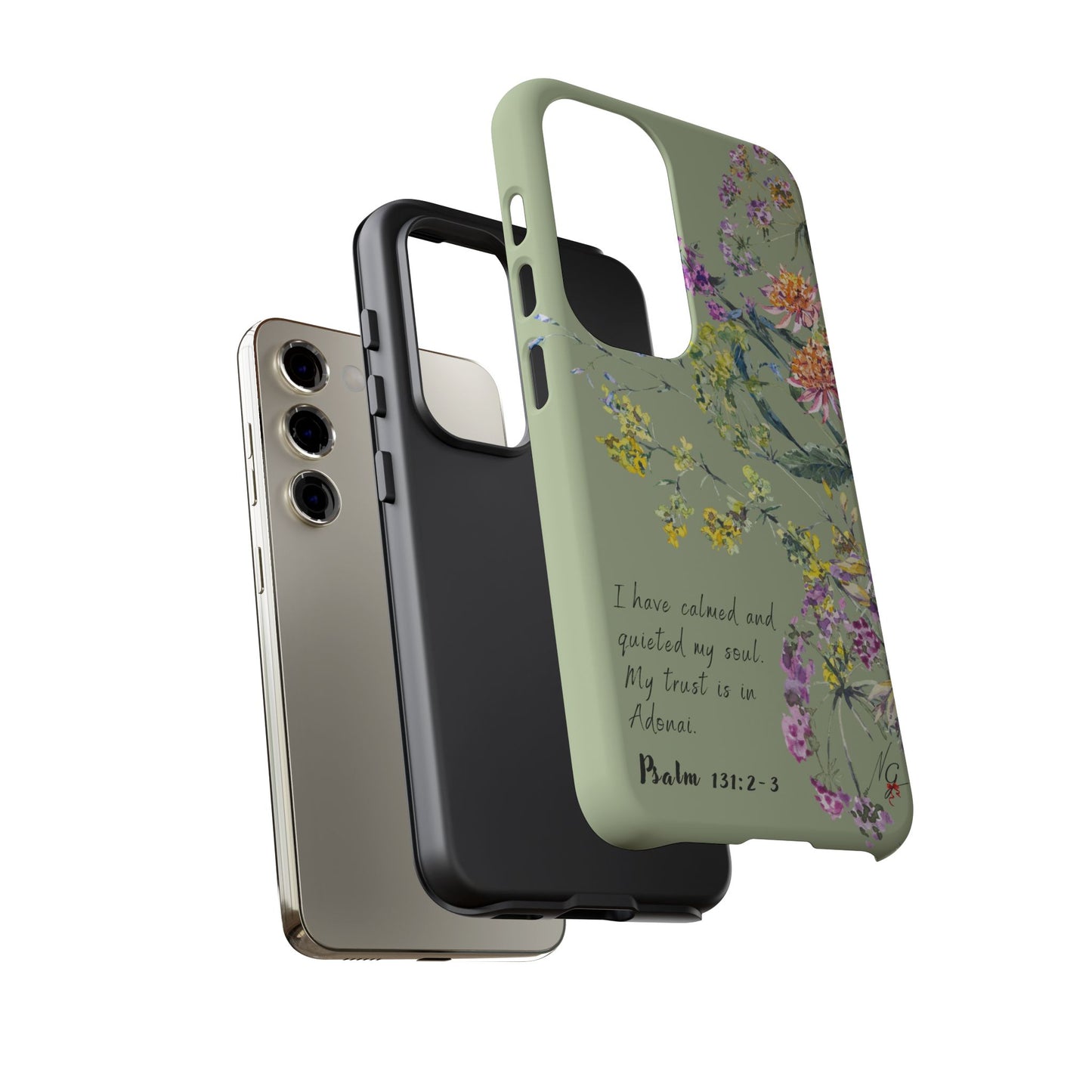 Phone Case - Botanic - Fully Sage Green, Psalm 131:2-3