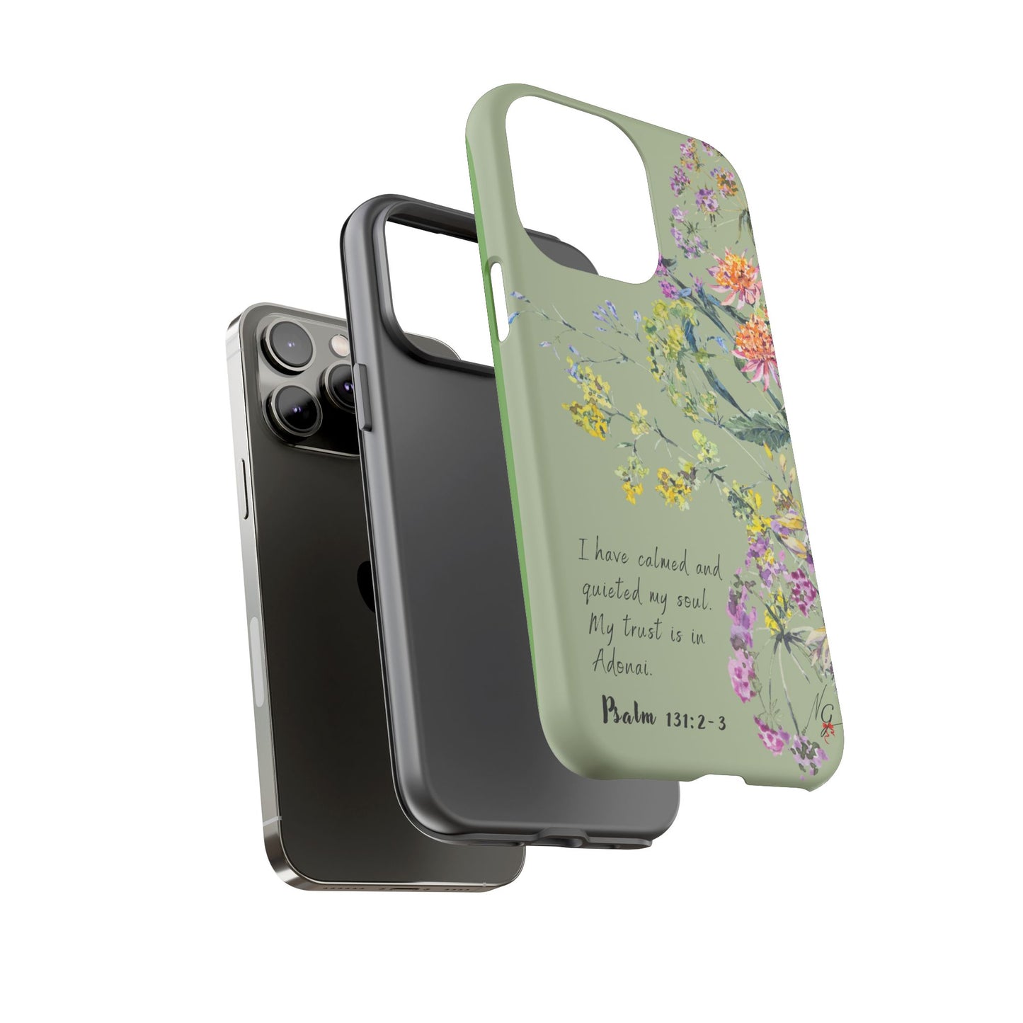 Phone Case - Botanic - Fully Sage Green, Psalm 131:2-3