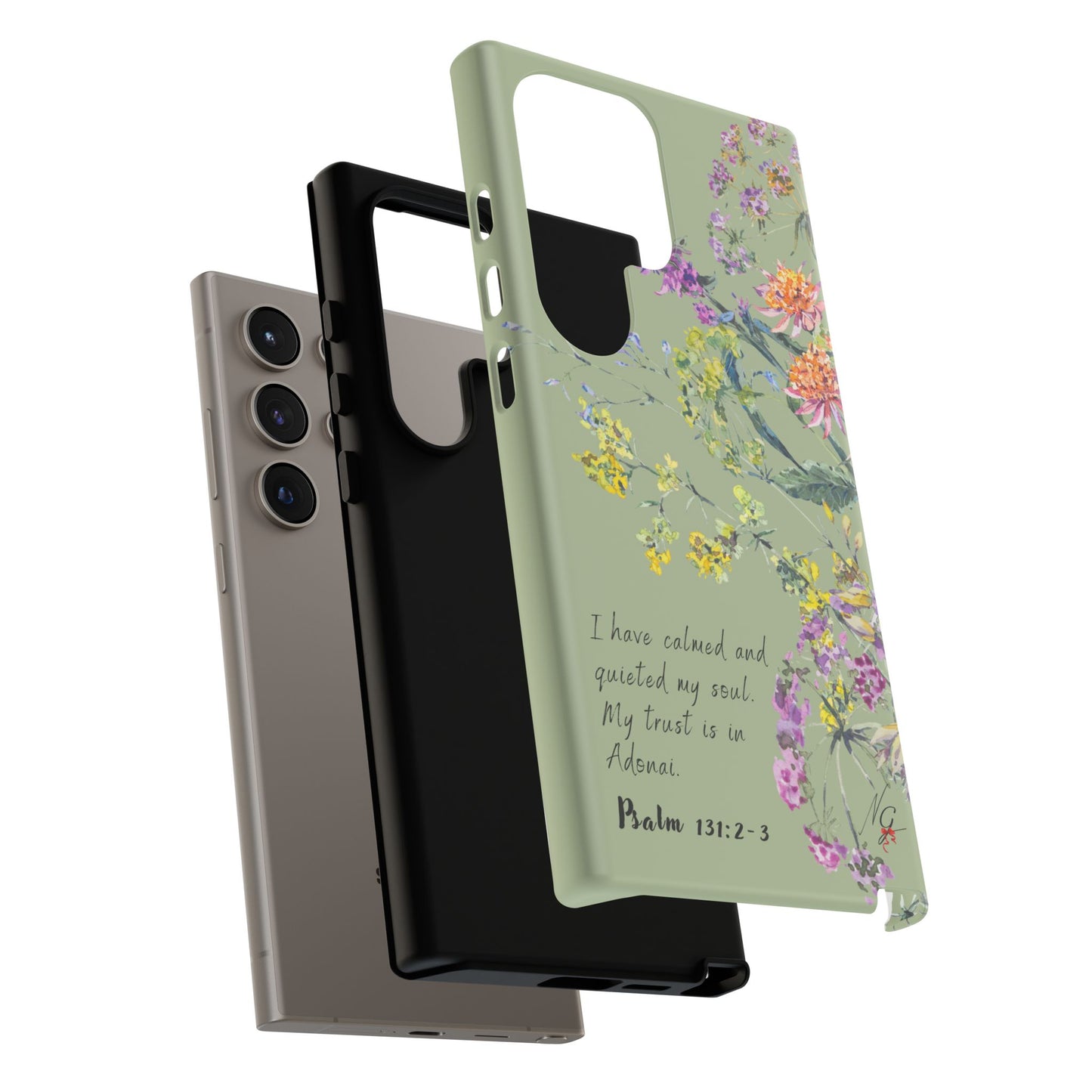 Phone Case - Botanic - Fully Sage Green, Psalm 131:2-3