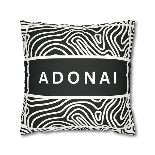 Faux Suede Square Pillowcase - Adonai GOD Print