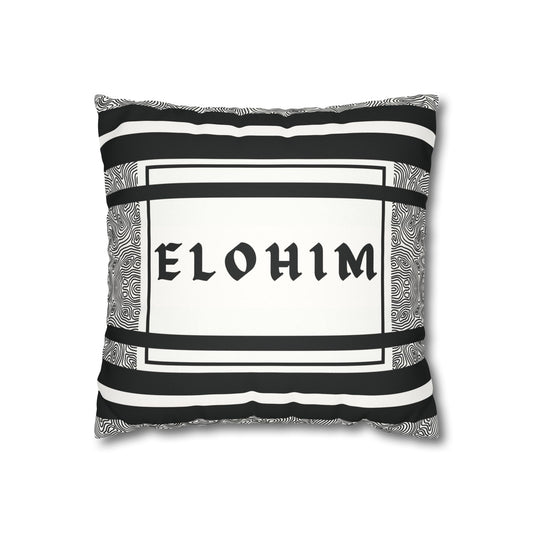 Faux Suede Square Pillowcase - Elohim Print