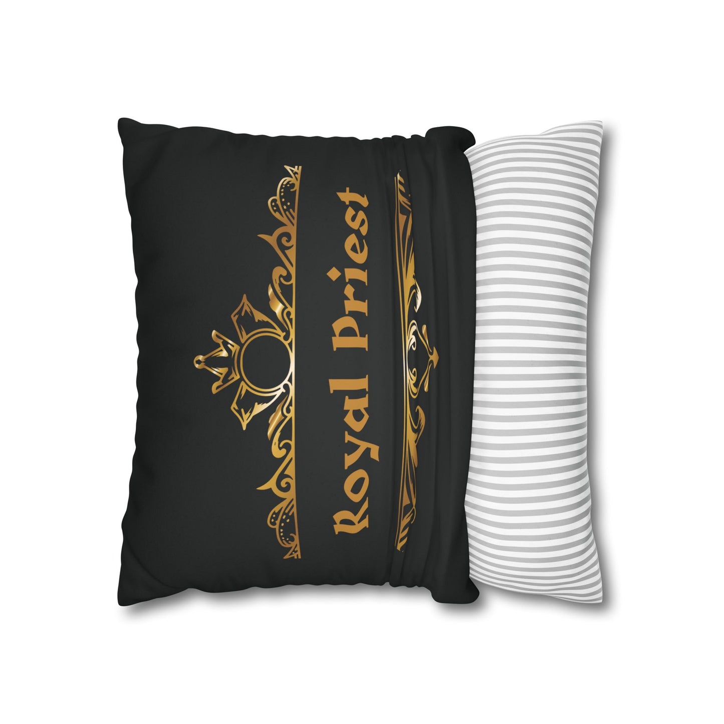 Faux Suede - Royal Priest Black Square Pillowcase - 1 Peter 2:9