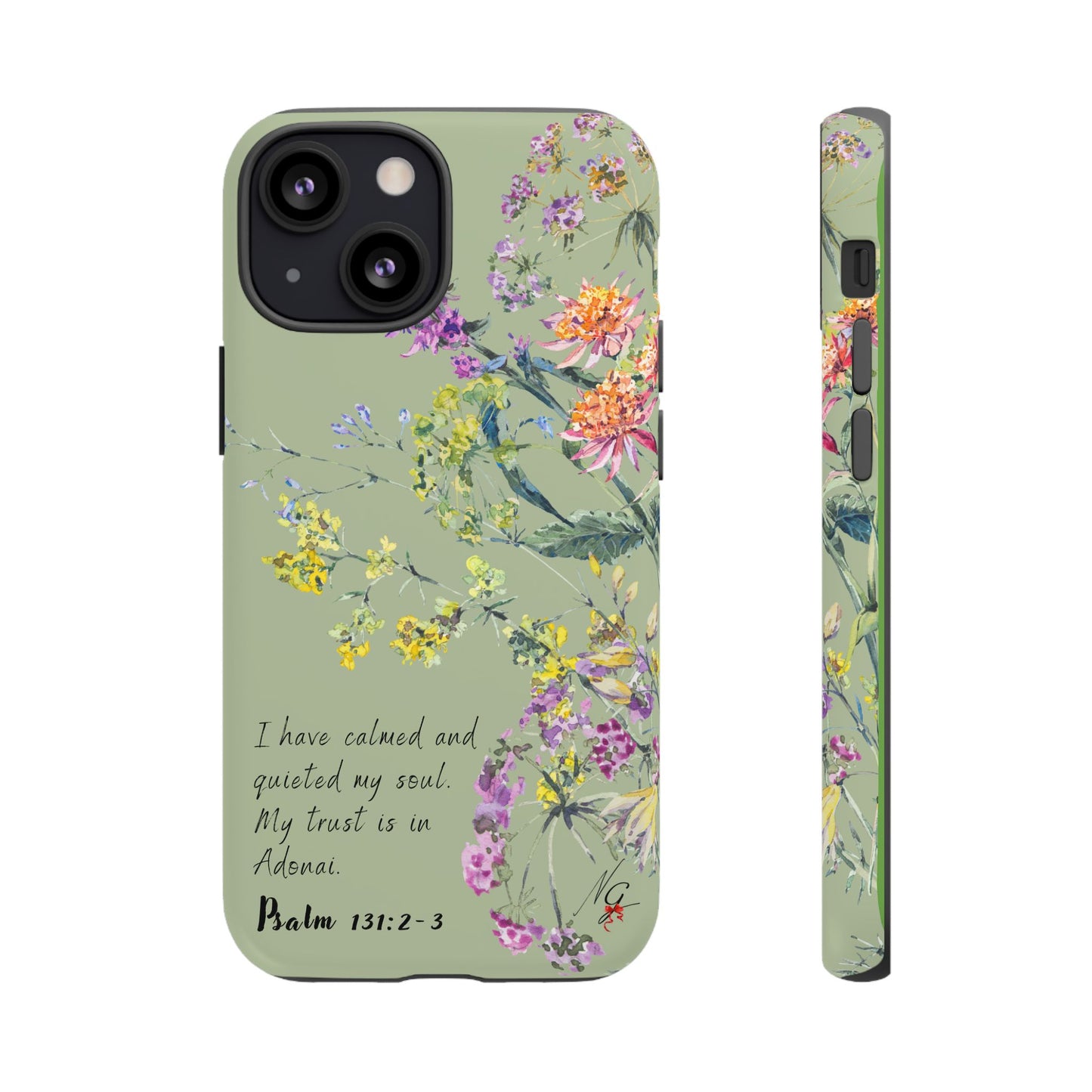 Phone Case - Botanic - Fully Sage Green, Psalm 131:2-3