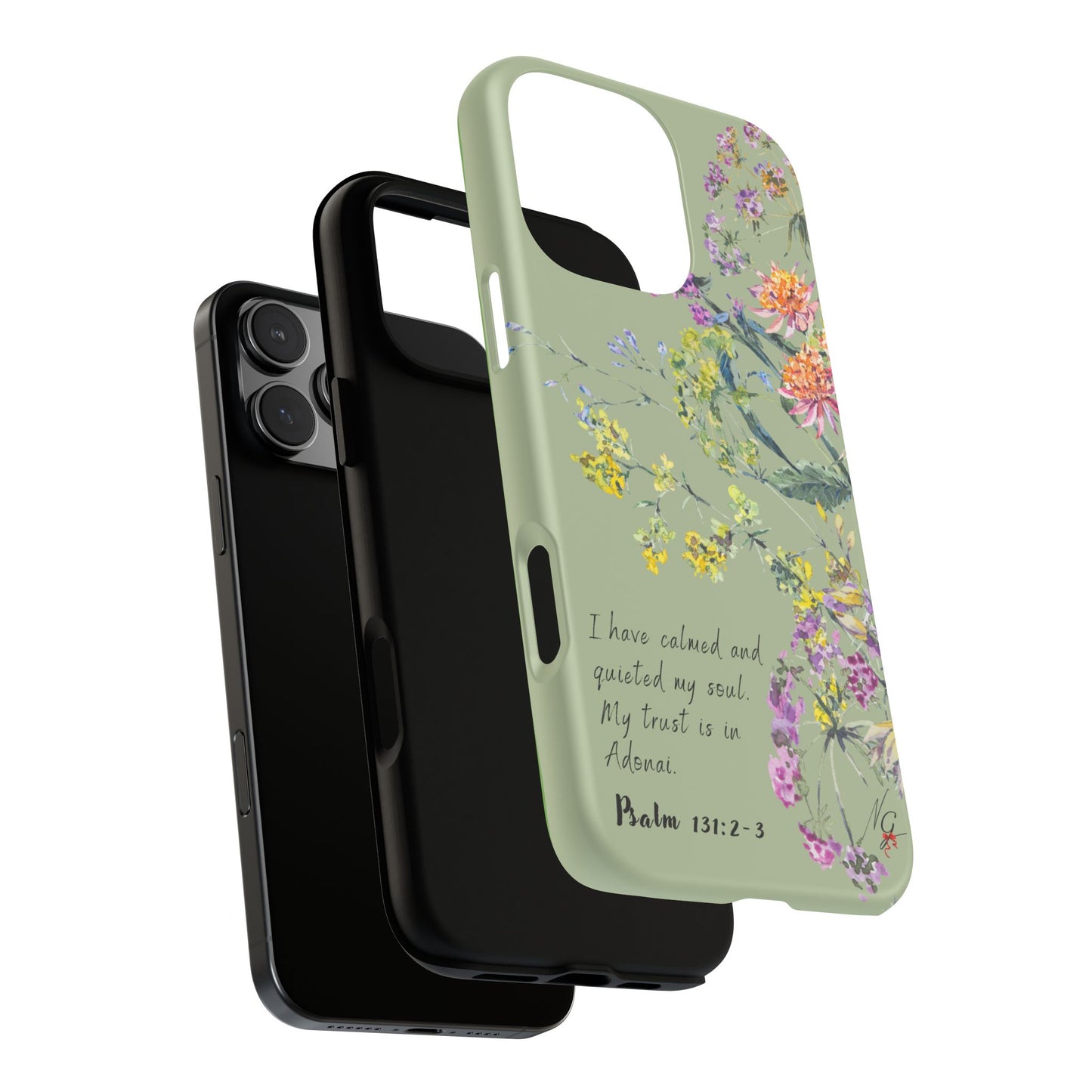 Phone Case - Botanic - Fully Sage Green, Psalm 131:2-3