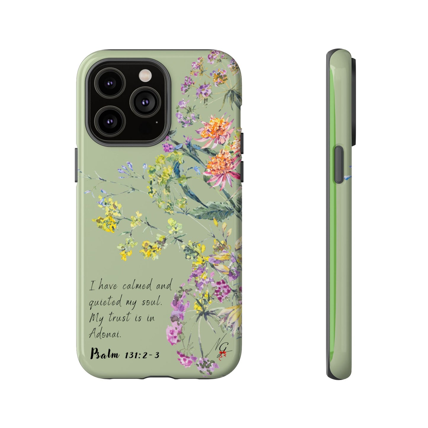 Phone Case - Botanic - Fully Sage Green, Psalm 131:2-3