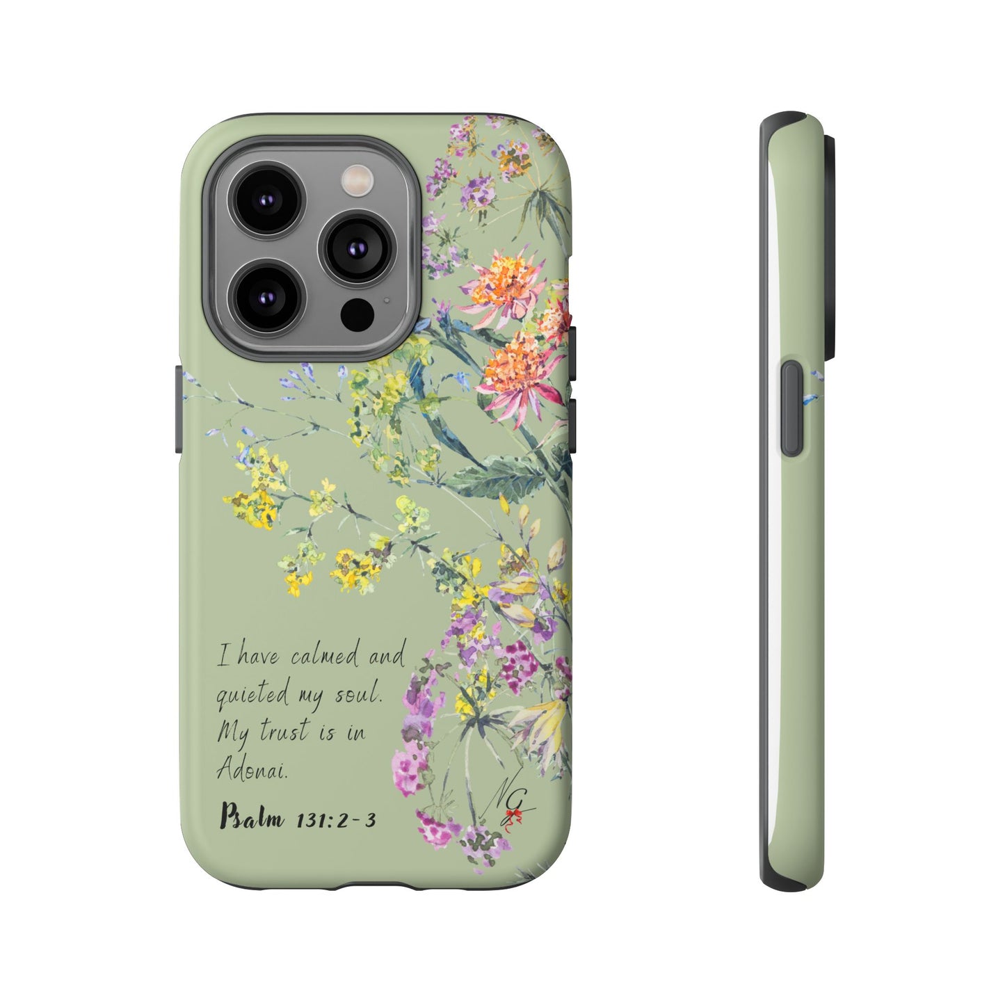 Phone Case - Botanic - Fully Sage Green, Psalm 131:2-3