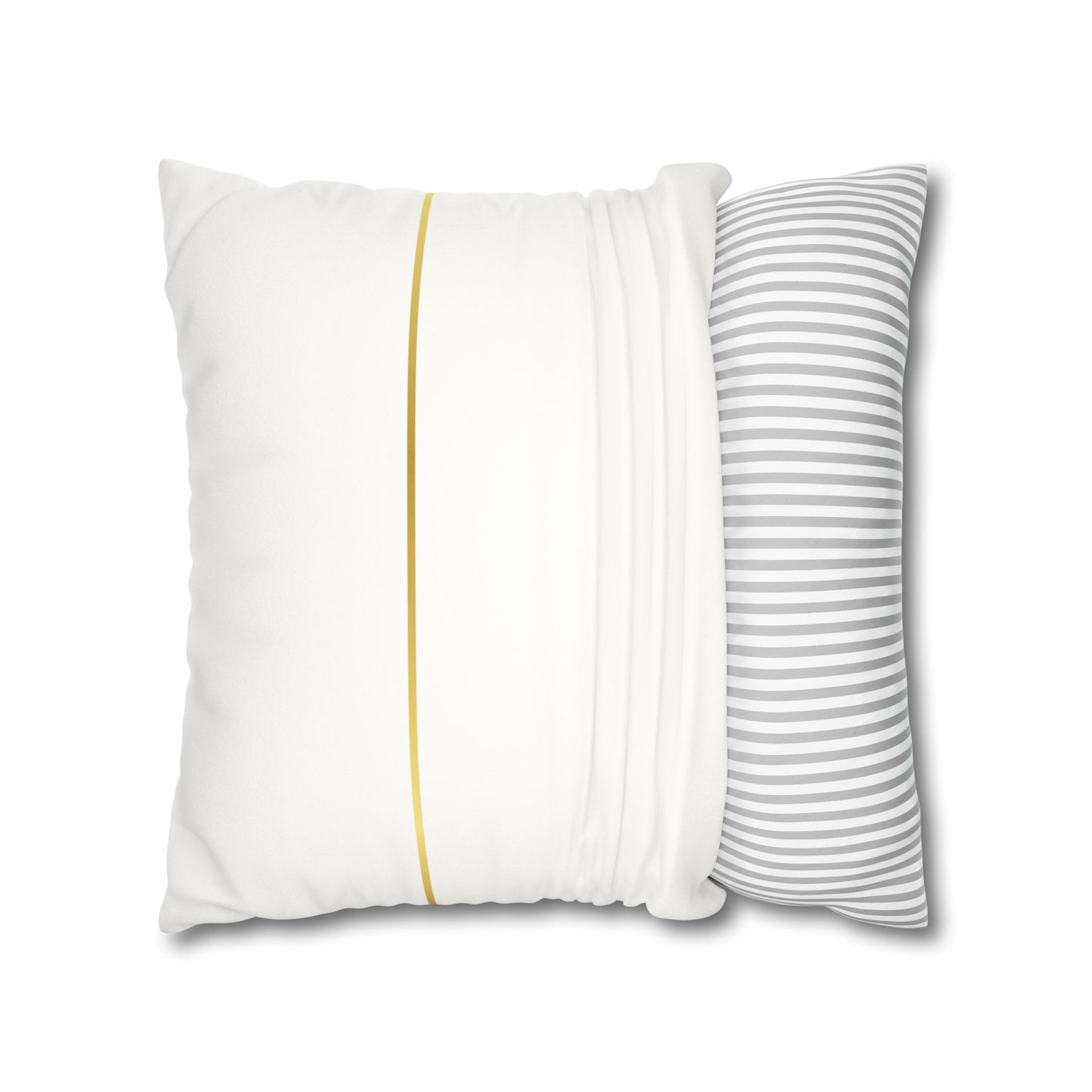 Faux Suede Square Pillowcase - Golden Geometry - White