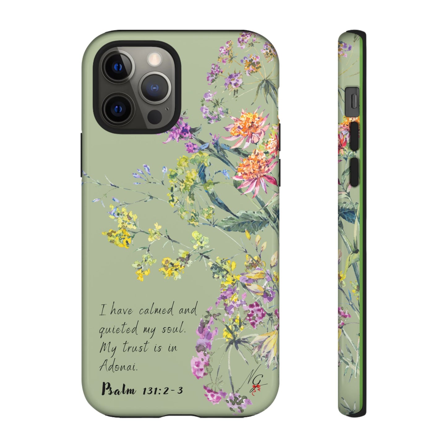 Phone Case - Botanic - Fully Sage Green, Psalm 131:2-3