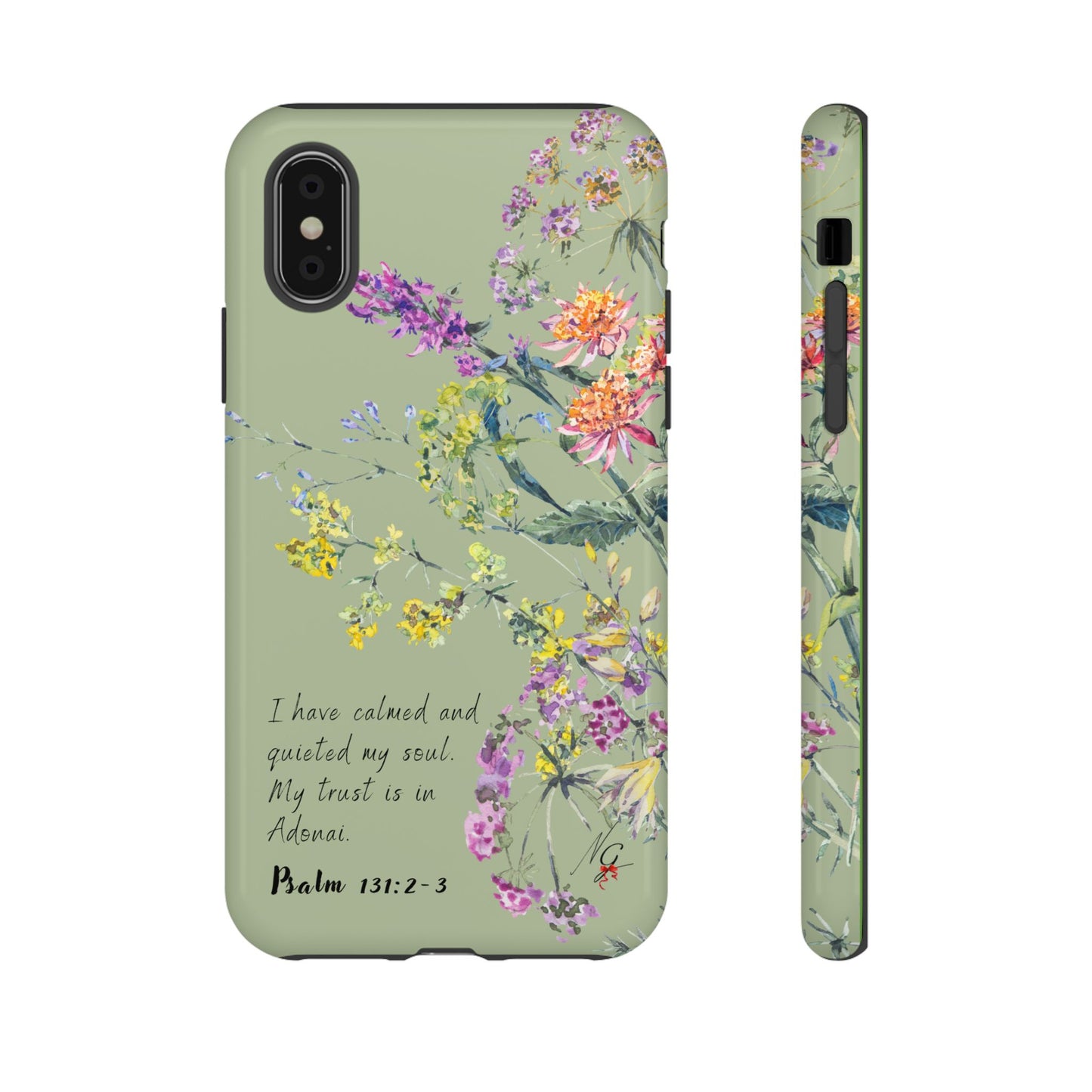 Phone Case - Botanic - Fully Sage Green, Psalm 131:2-3