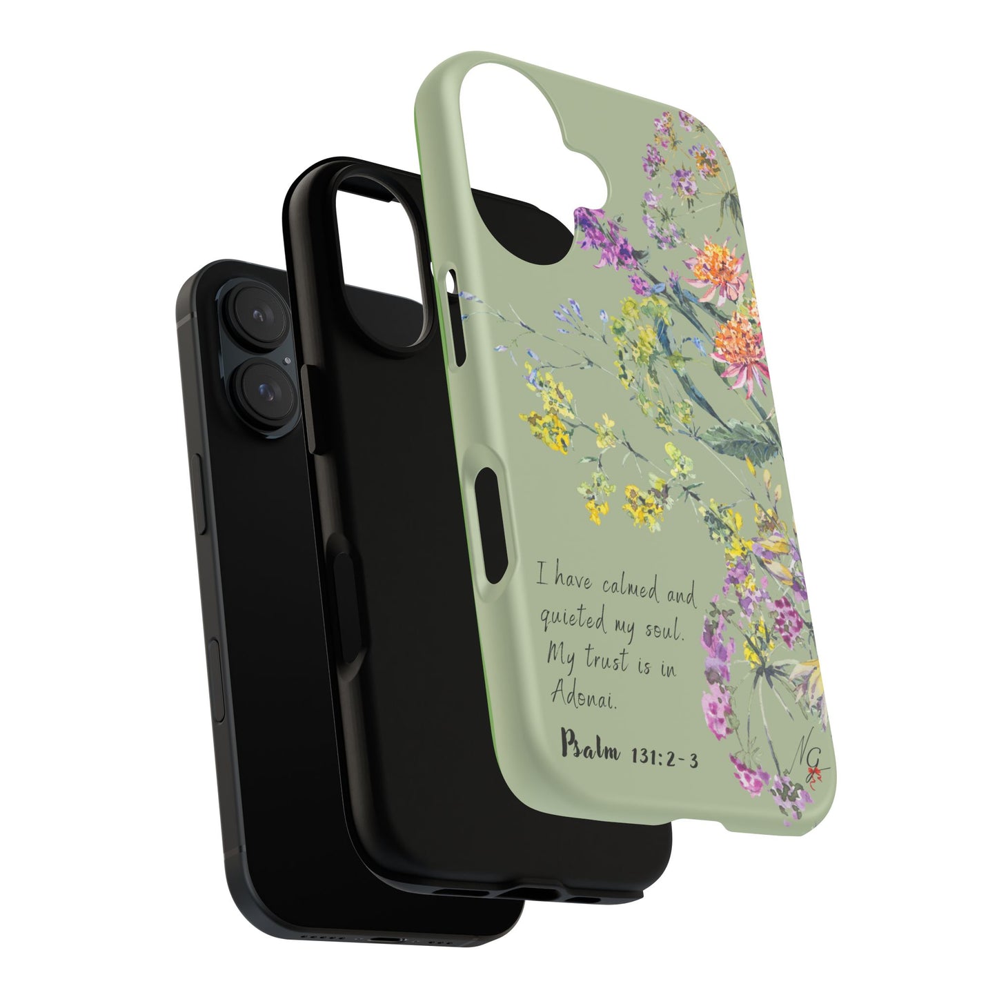 Phone Case - Botanic - Fully Sage Green, Psalm 131:2-3