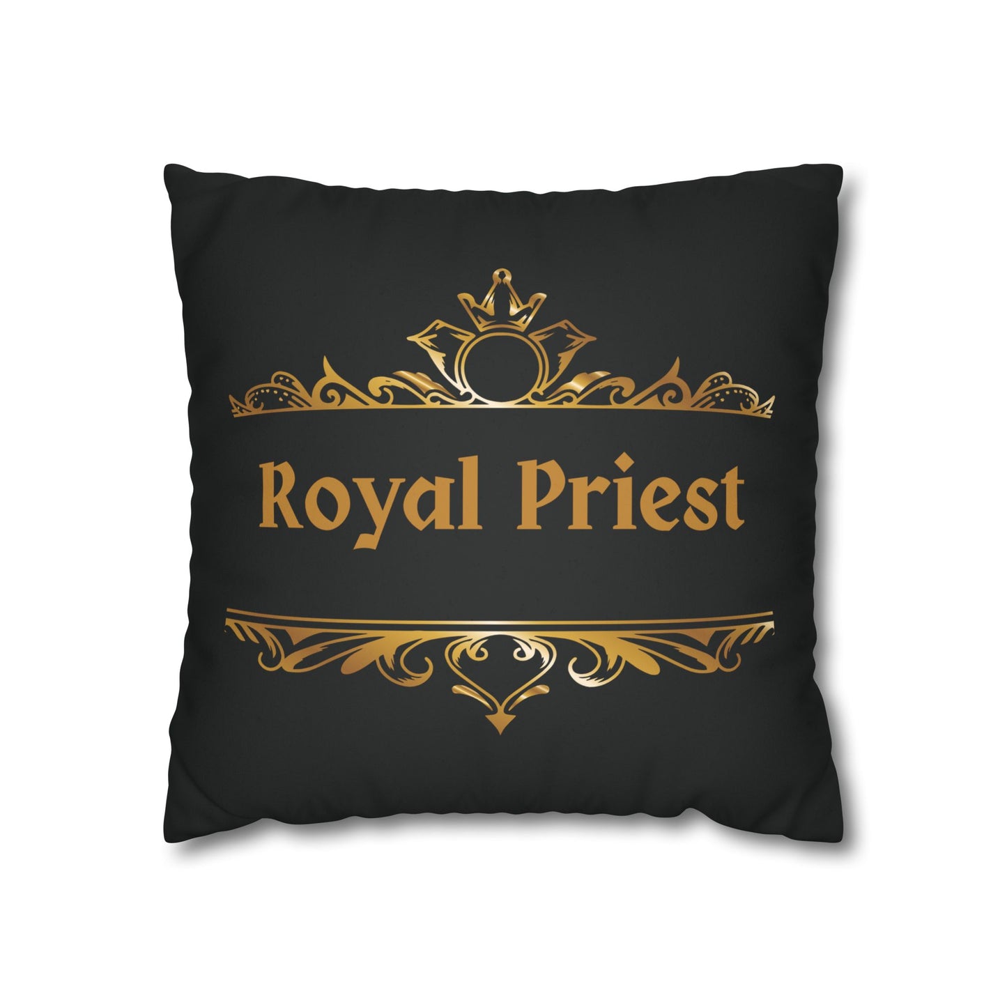 Faux Suede - Royal Priest Black Square Pillowcase - 1 Peter 2:9