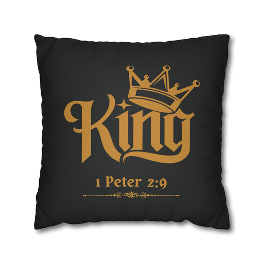 Faux Suede - Black Square Pillowcase - KING  1 Peter 2:9