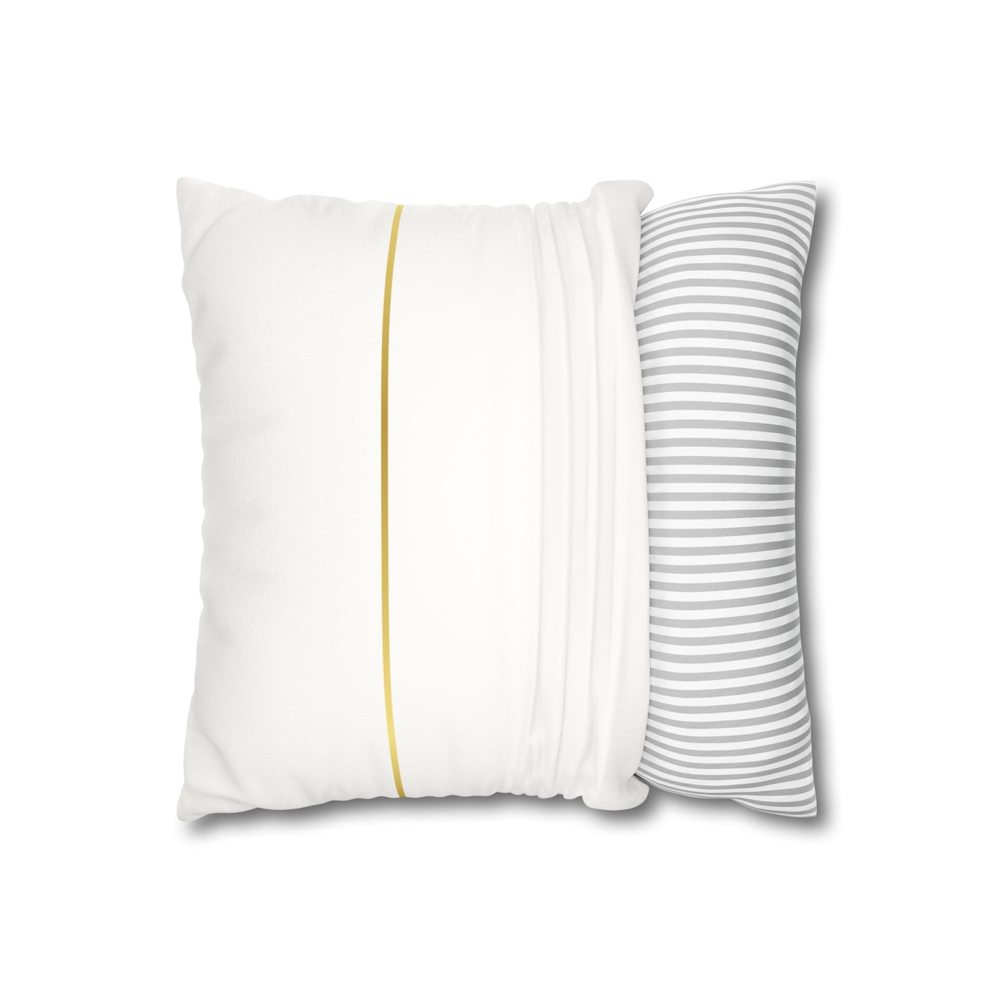 Faux Suede Square Pillowcase - Golden Geometry - White