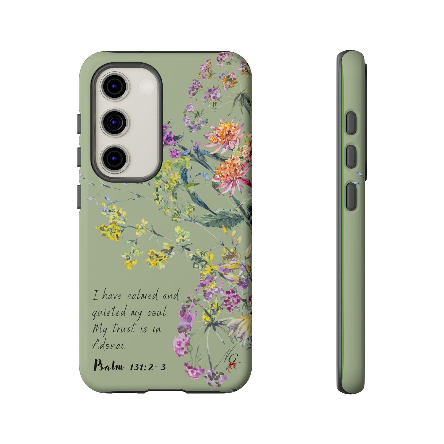 Phone Case - Botanic - Fully Sage Green, Psalm 131:2-3