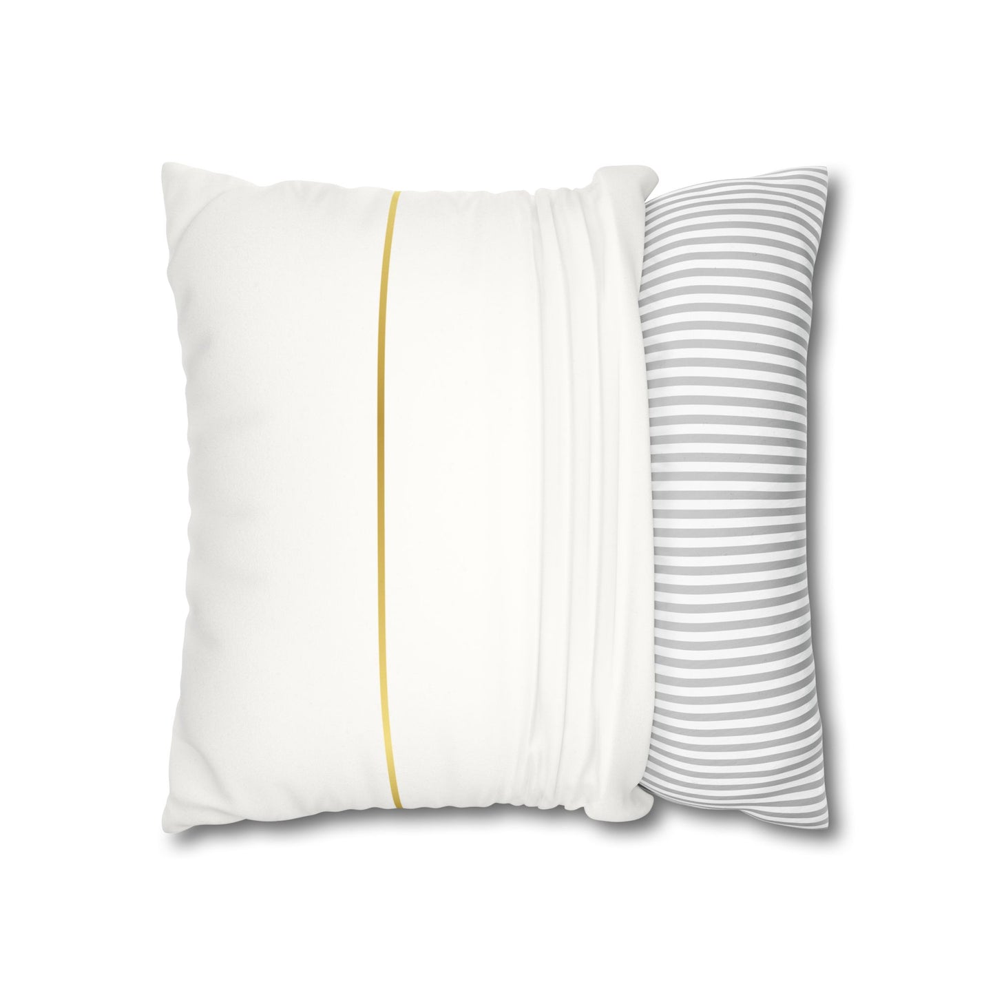 Faux Suede Square Pillowcase - Golden Geometry - White