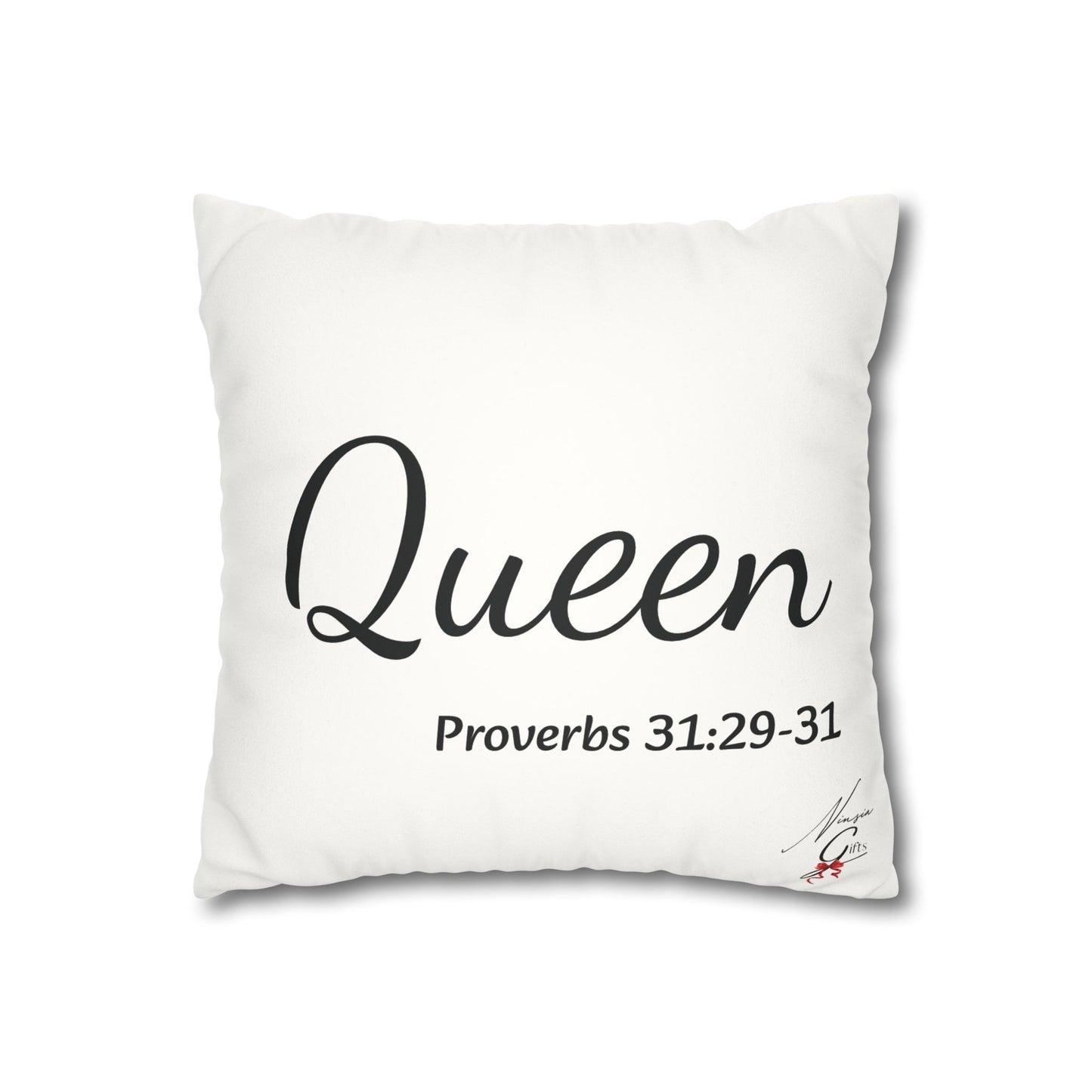 Faux Suede Square Pillowcase- BoBo Queen, Proverbs 31:29-31