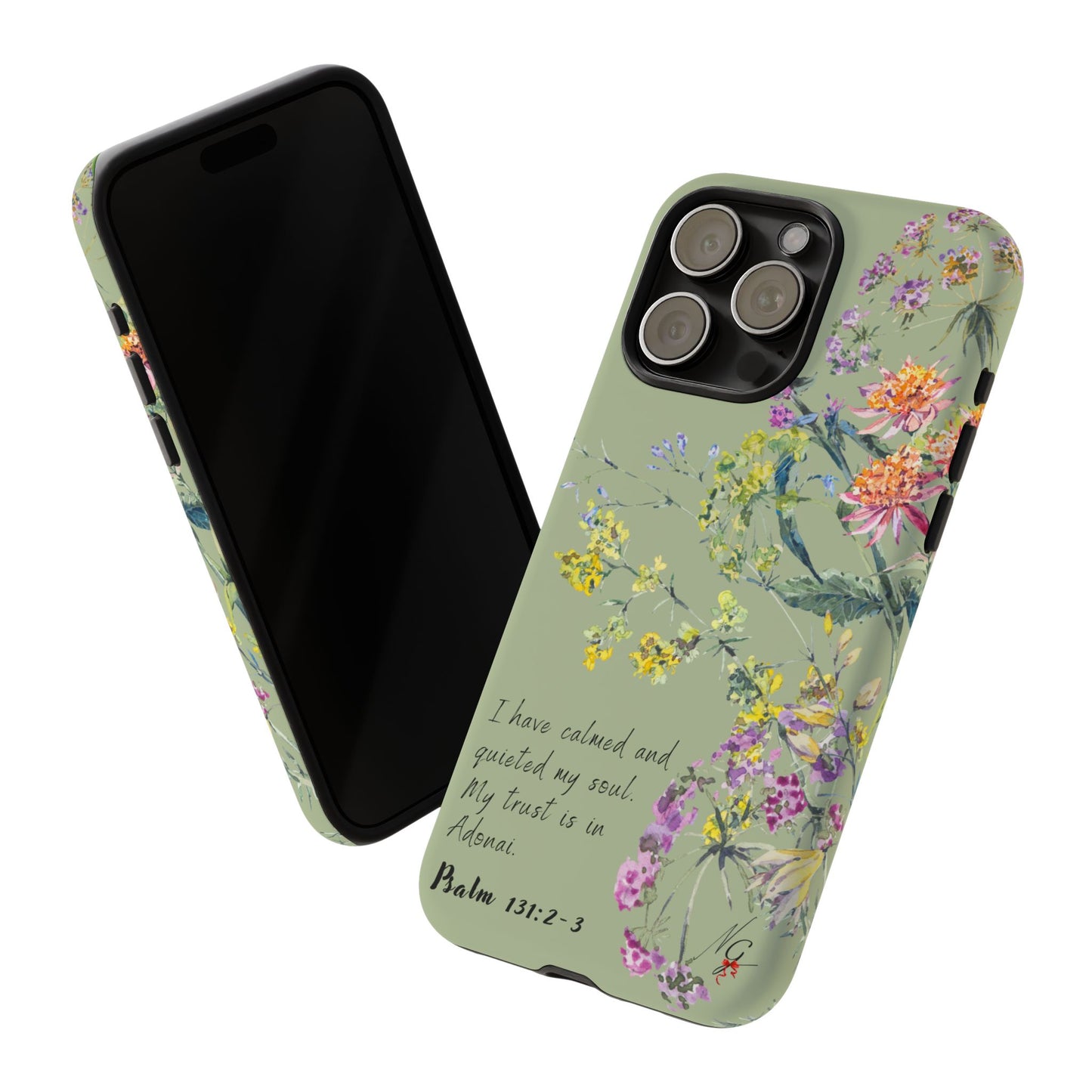 Phone Case - Botanic - Fully Sage Green, Psalm 131:2-3