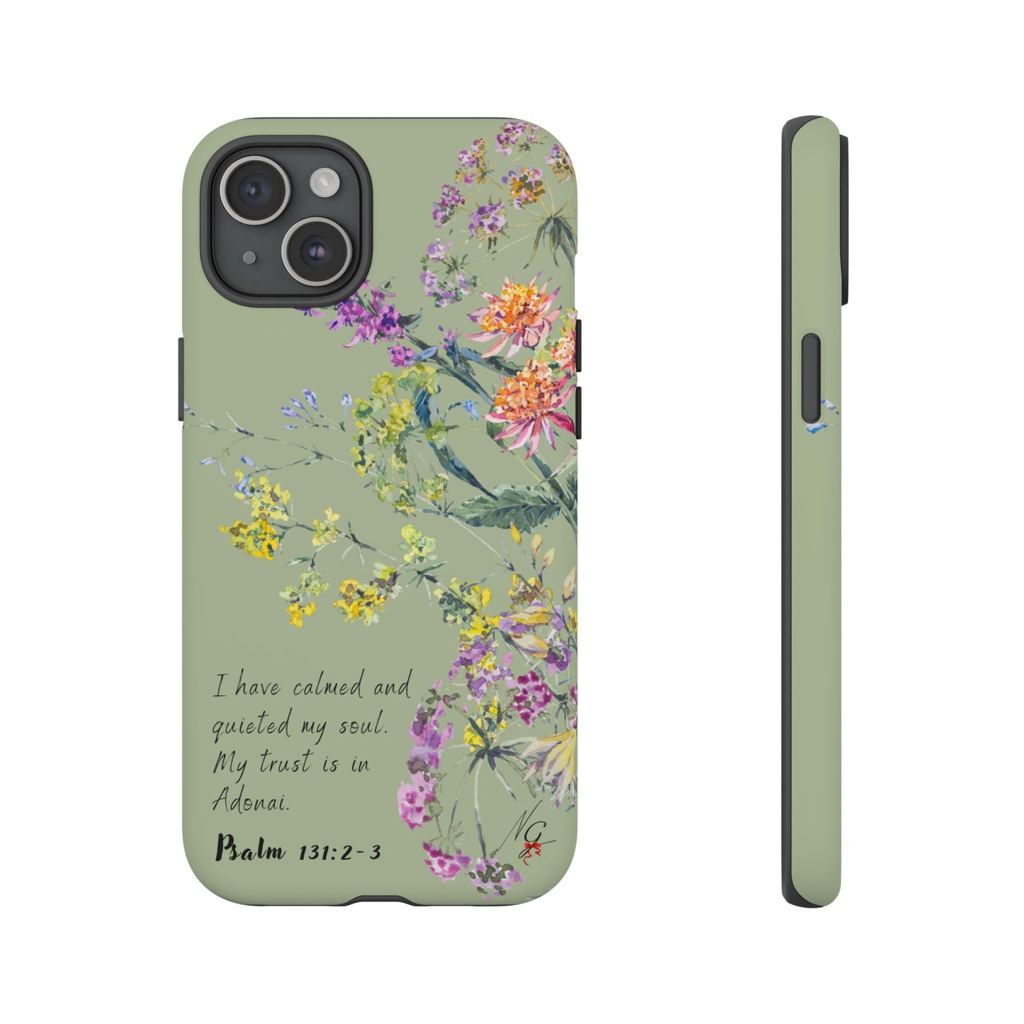 Phone Case - Botanic - Fully Sage Green, Psalm 131:2-3