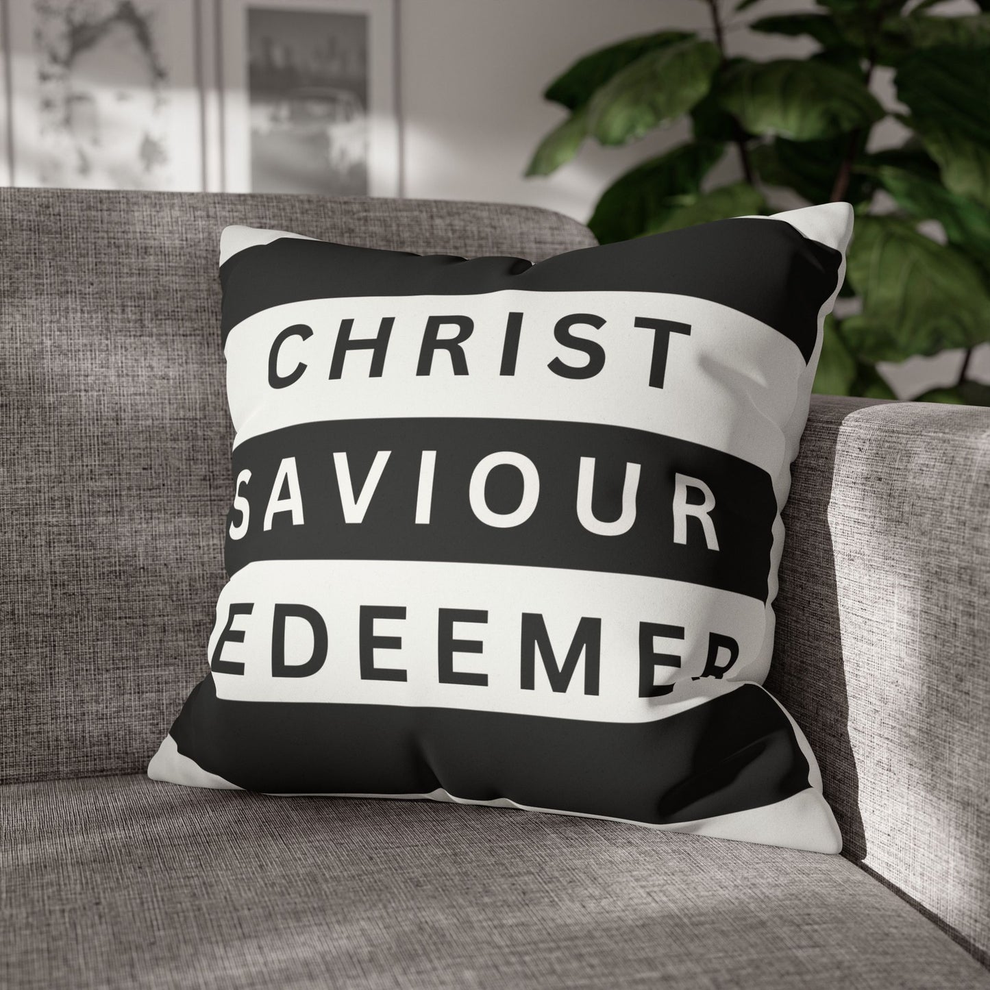 Faux Suede Square Pillowcase- CHRIST Redeemer