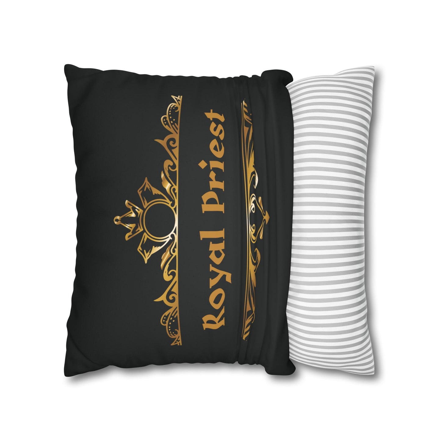 Faux Suede - Royal Priest Black Square Pillowcase - 1 Peter 2:9