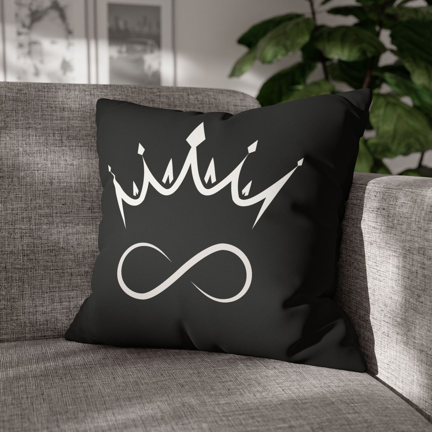 Faux Suede - Eternal GOD Black Square Pillowcase