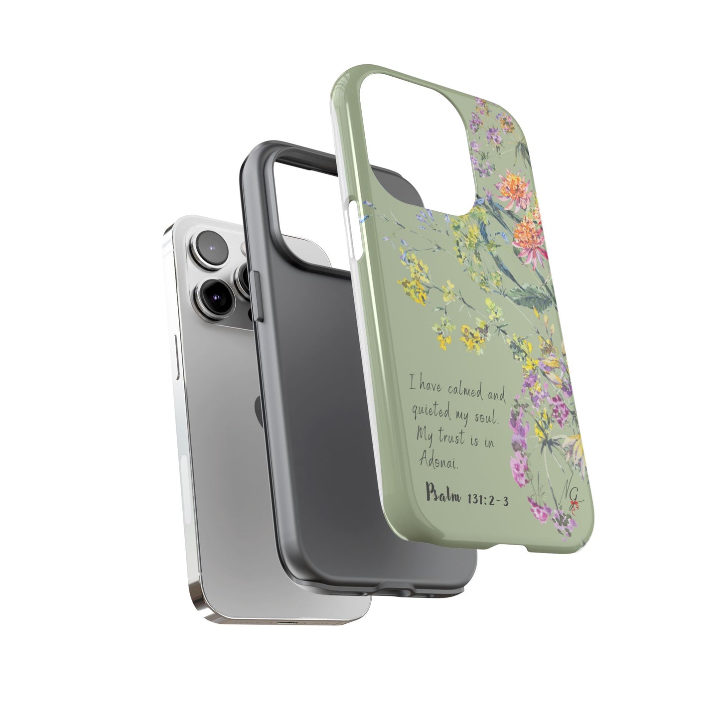 Phone Case - Botanic - Fully Sage Green, Psalm 131:2-3