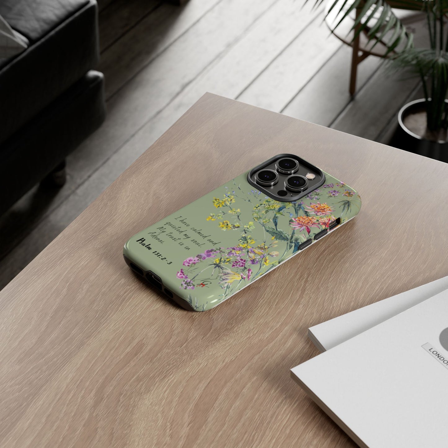 Phone Case - Botanic - Fully Sage Green, Psalm 131:2-3