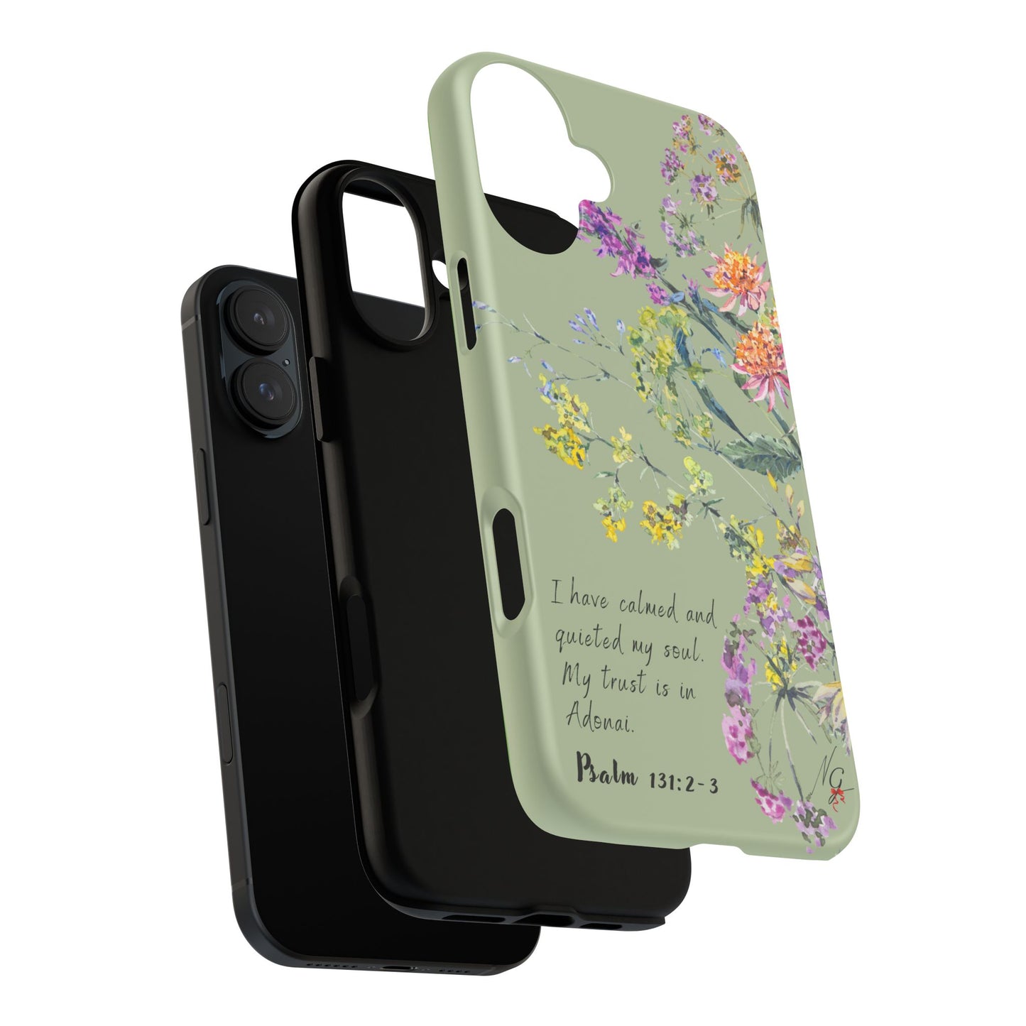 Phone Case - Botanic - Fully Sage Green, Psalm 131:2-3