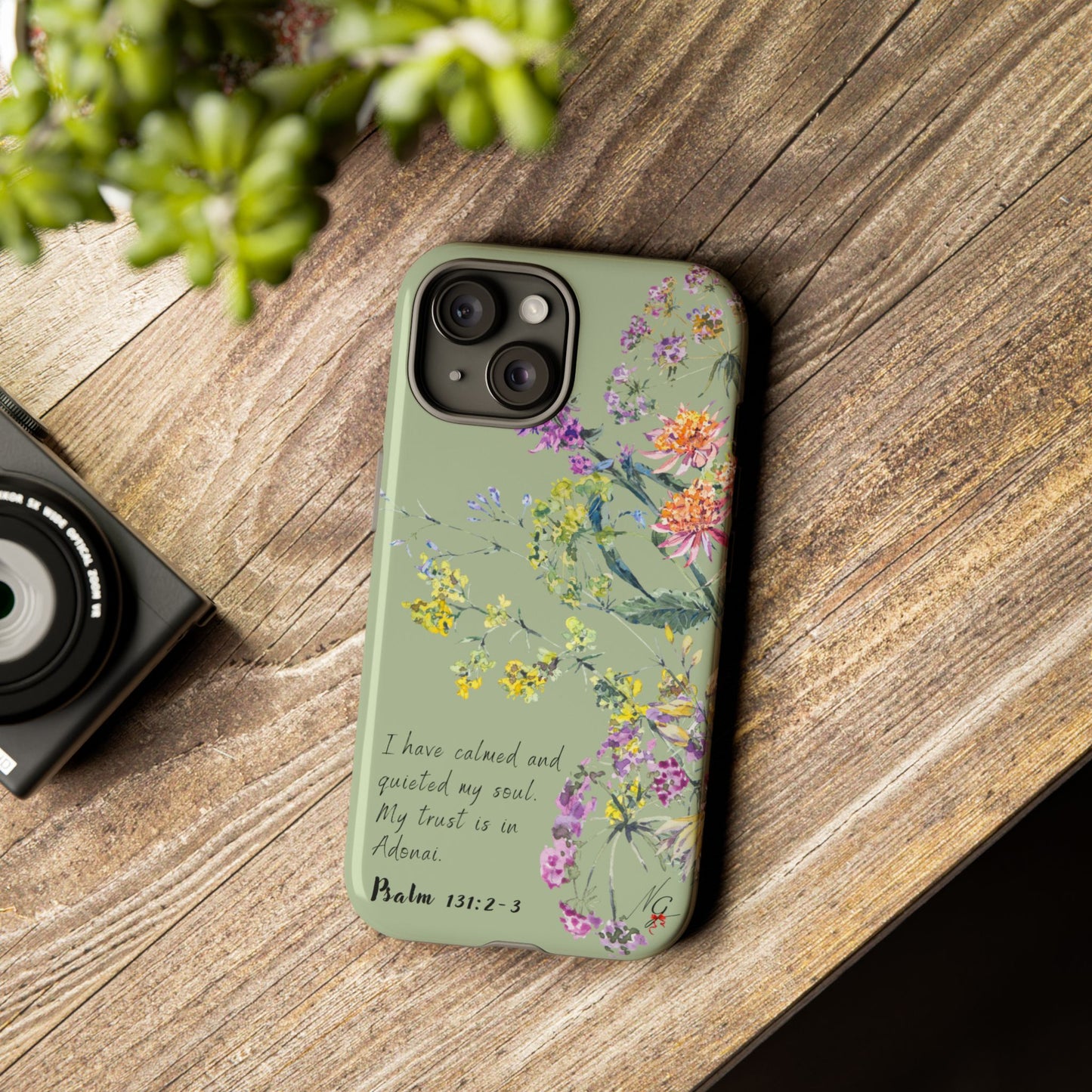 Phone Case - Botanic - Fully Sage Green, Psalm 131:2-3