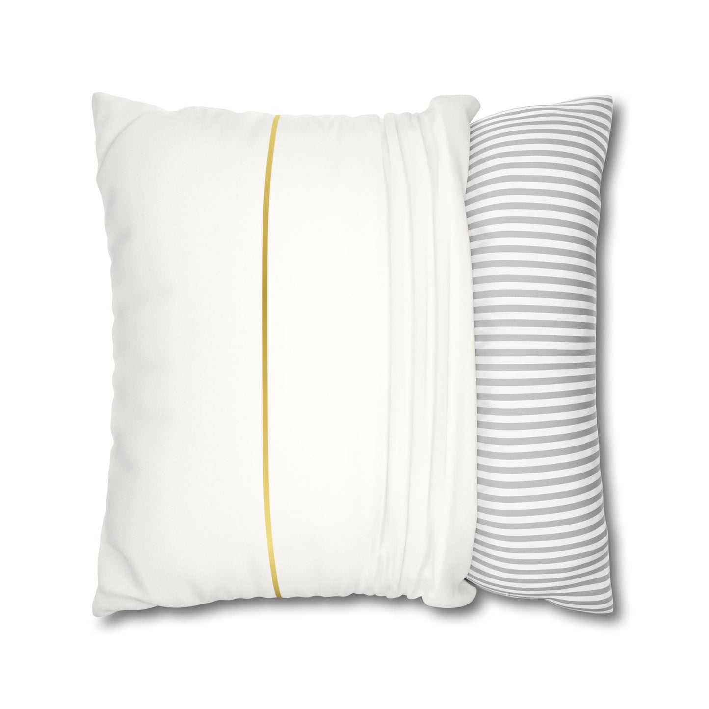 Faux Suede Square Pillowcase - Golden Geometry - White