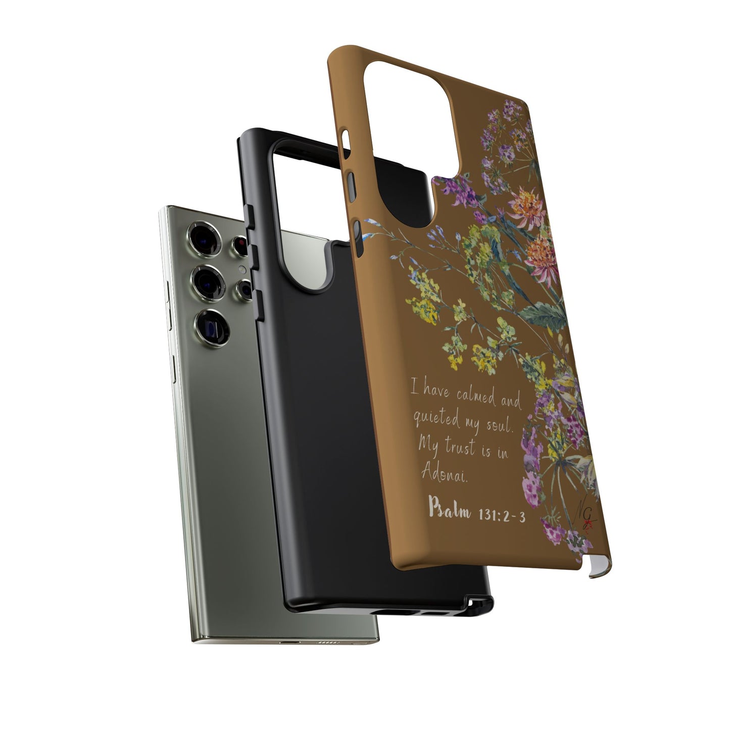 Phone Case - Botanic Full Brown, Psalm 131:2-3