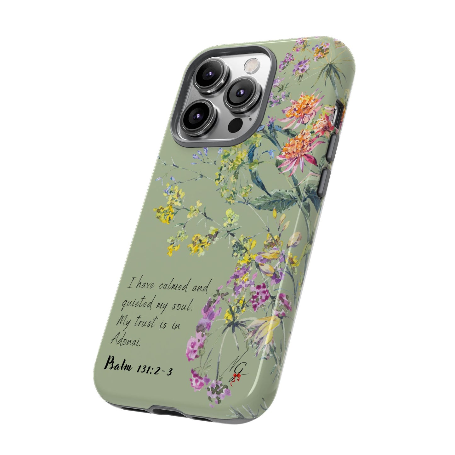 Phone Case - Botanic - Fully Sage Green, Psalm 131:2-3