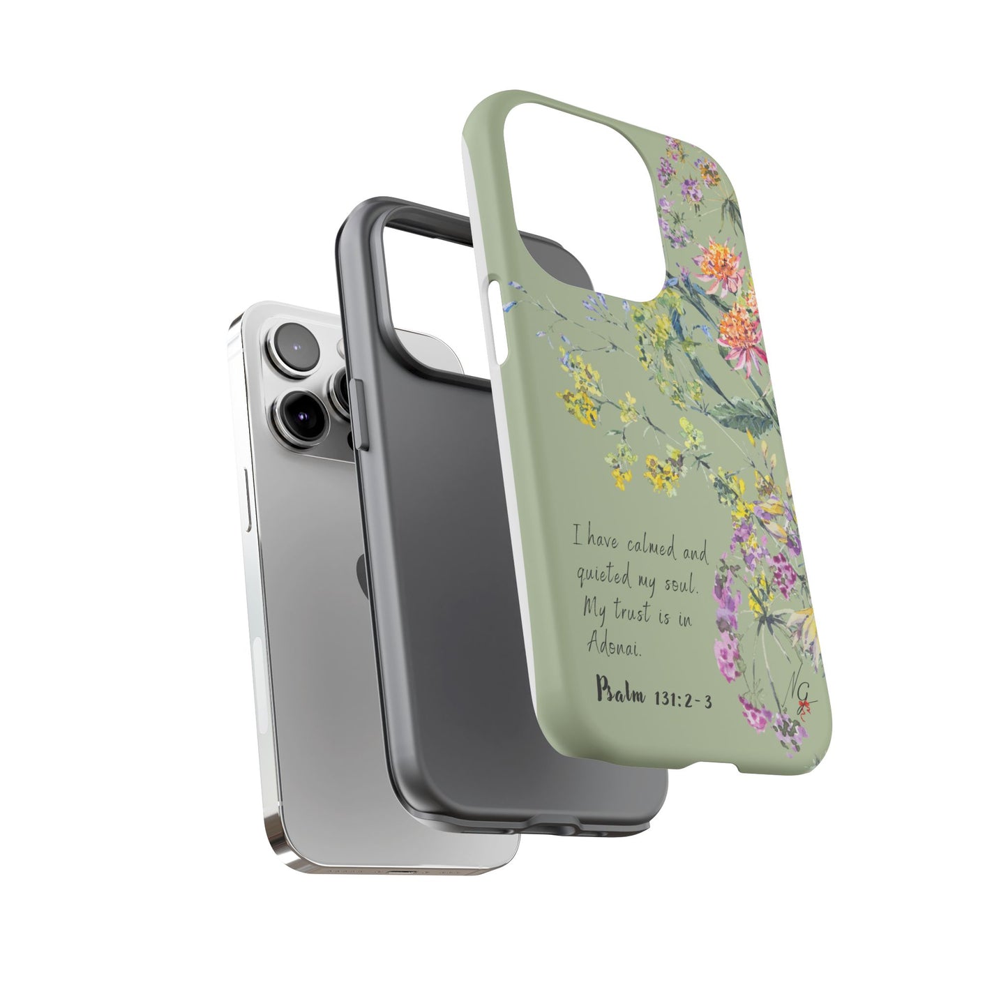 Phone Case - Botanic - Fully Sage Green, Psalm 131:2-3