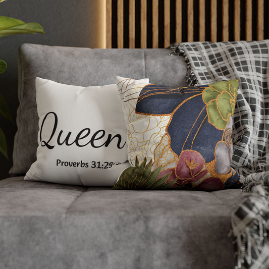 Faux Suede Square Pillowcase- BoBo Queen, Proverbs 31:29-31