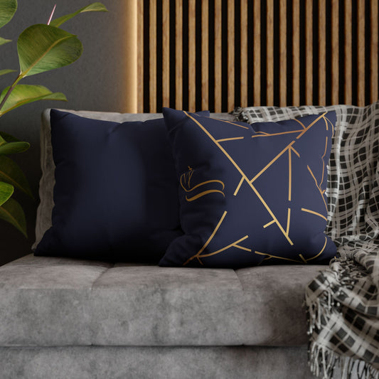 Faux Suede Square Pillowcase - Navy Golden Maze