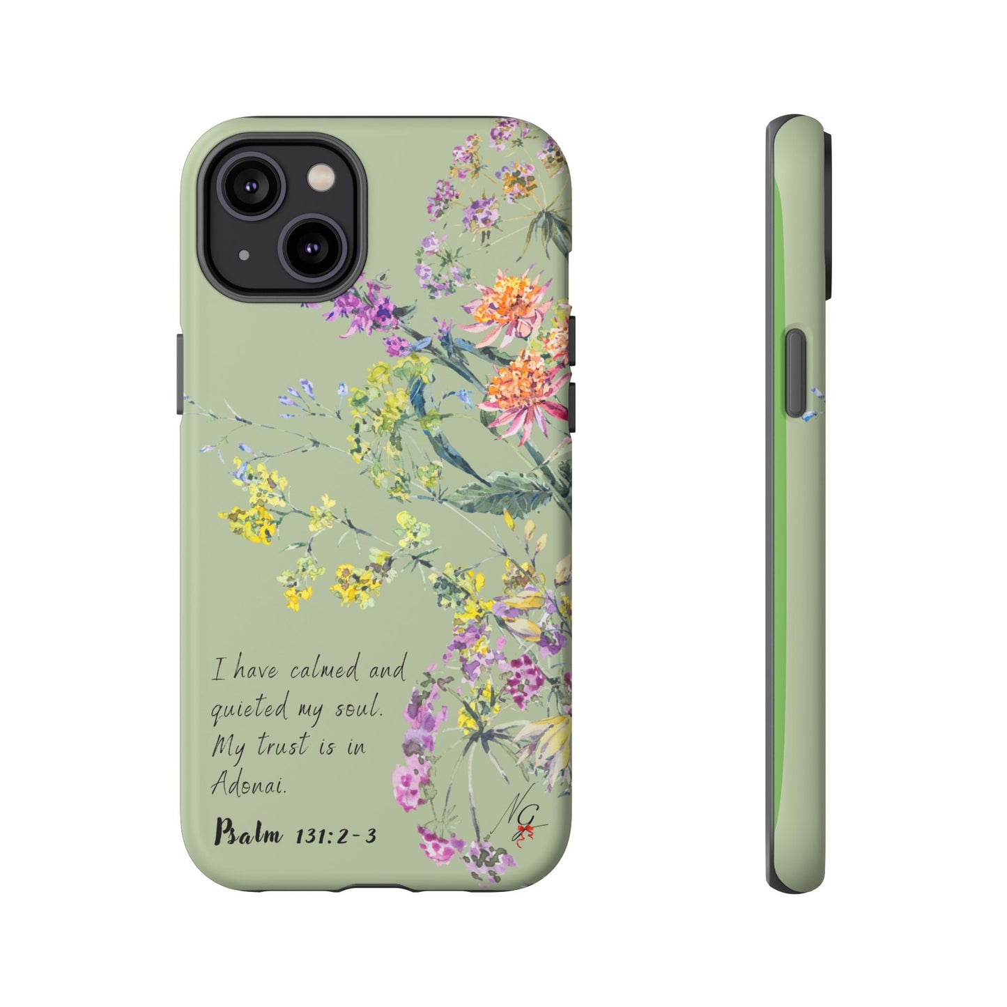 Phone Case - Botanic - Fully Sage Green, Psalm 131:2-3