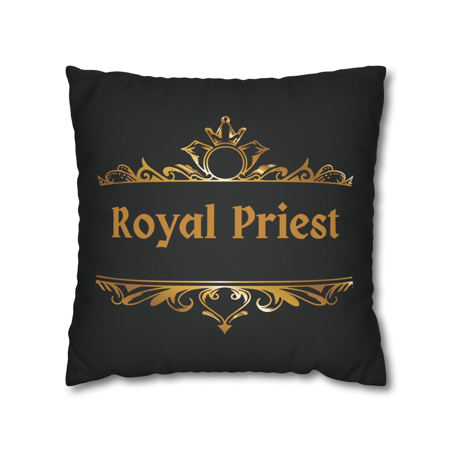 Faux Suede - Royal Priest Black Square Pillowcase - 1 Peter 2:9