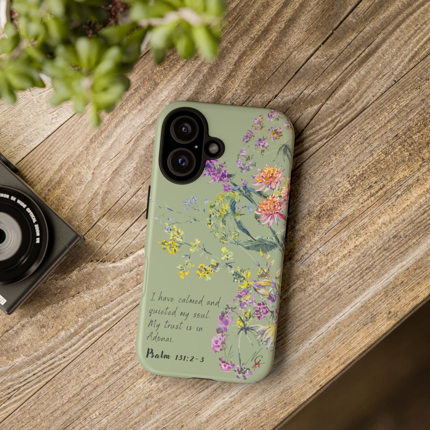 Phone Case - Botanic - Fully Sage Green, Psalm 131:2-3