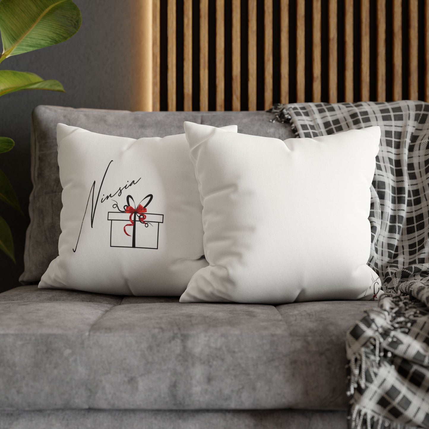 Faux Suede Square Pillowcase - Ninsia Collection - White
