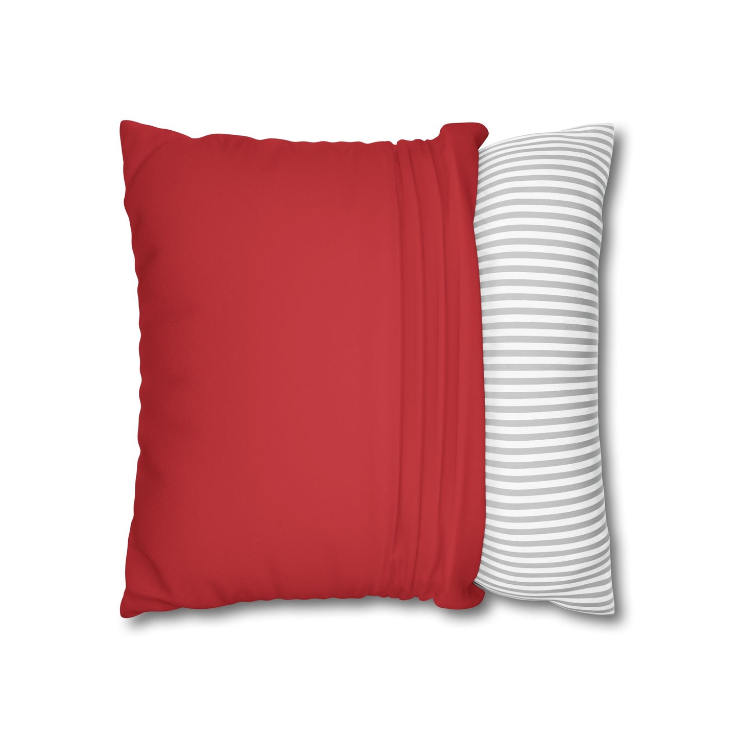 Faux Suede Square Pillowcase - Red with Golden Geometry