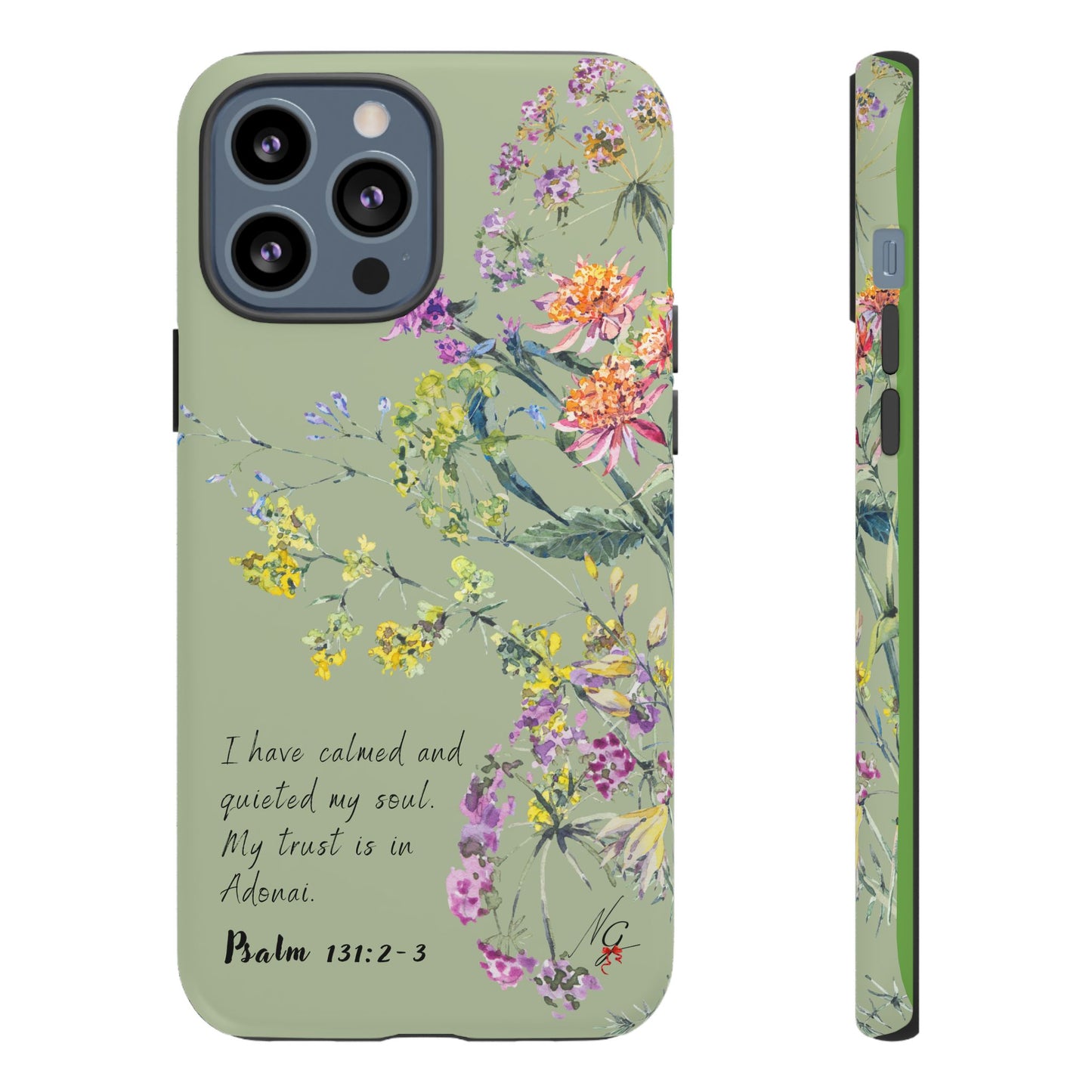 Phone Case - Botanic - Fully Sage Green, Psalm 131:2-3